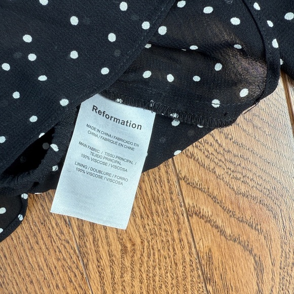 Reformation Black and White Polka Dot Off-Shoulder Blouse - Picture 3 of 5